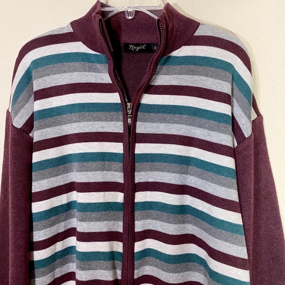 Soft Wool Sweater Knit Striped Sweater Jacket - Picture 2 of 12